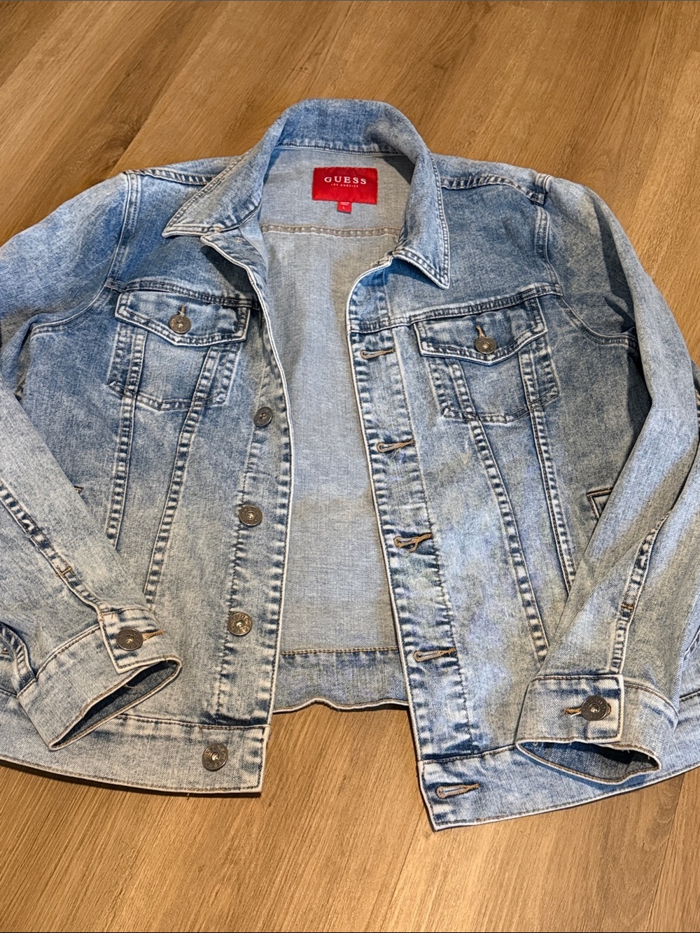 Guess Light Acid Wash Denim Jacket - Light Blue 01